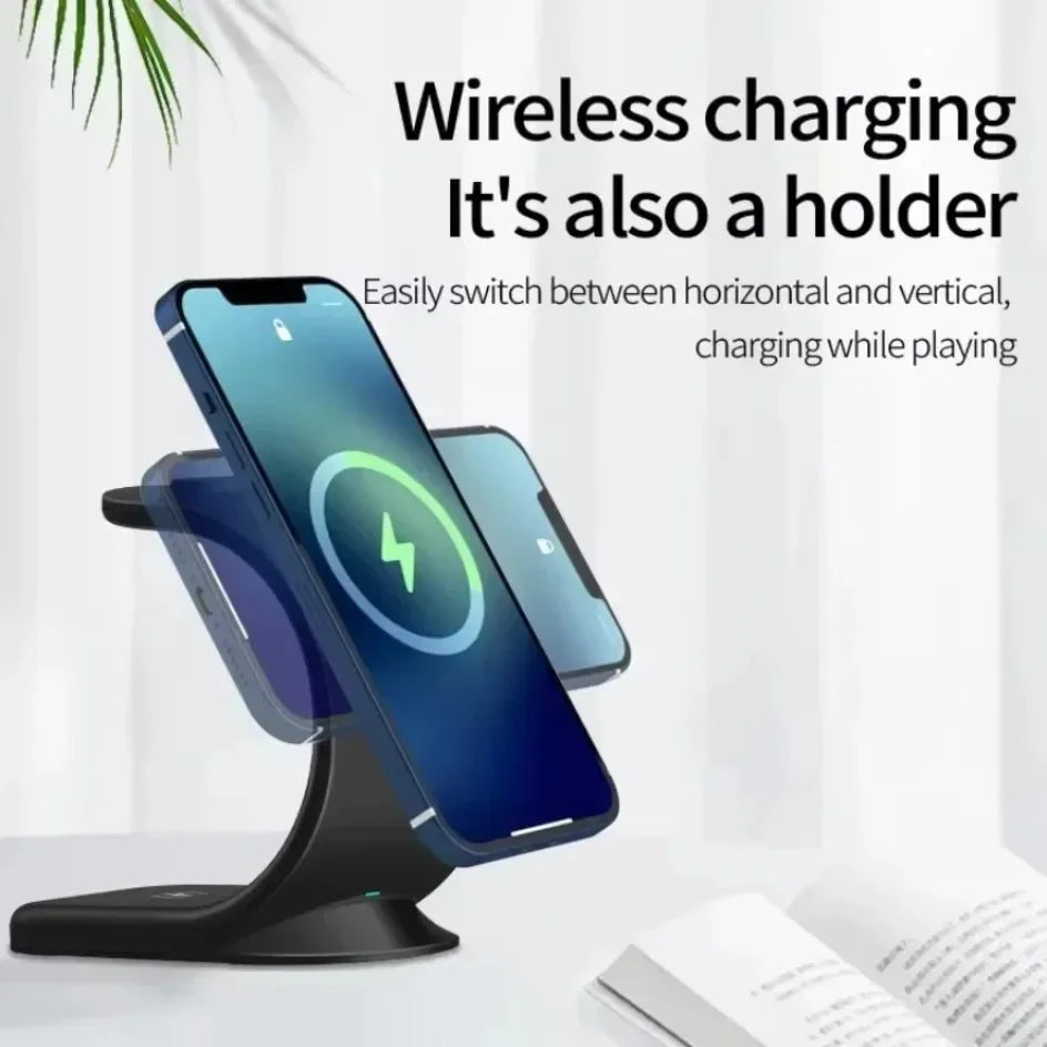 Cargador inalámbrico magnético 3 en 1, estación de carga rápida para MagSafe iPhone 16~12 Pro Max iWatch 10/9/8/7/6/5/4/3/2 SE AirPods Pro