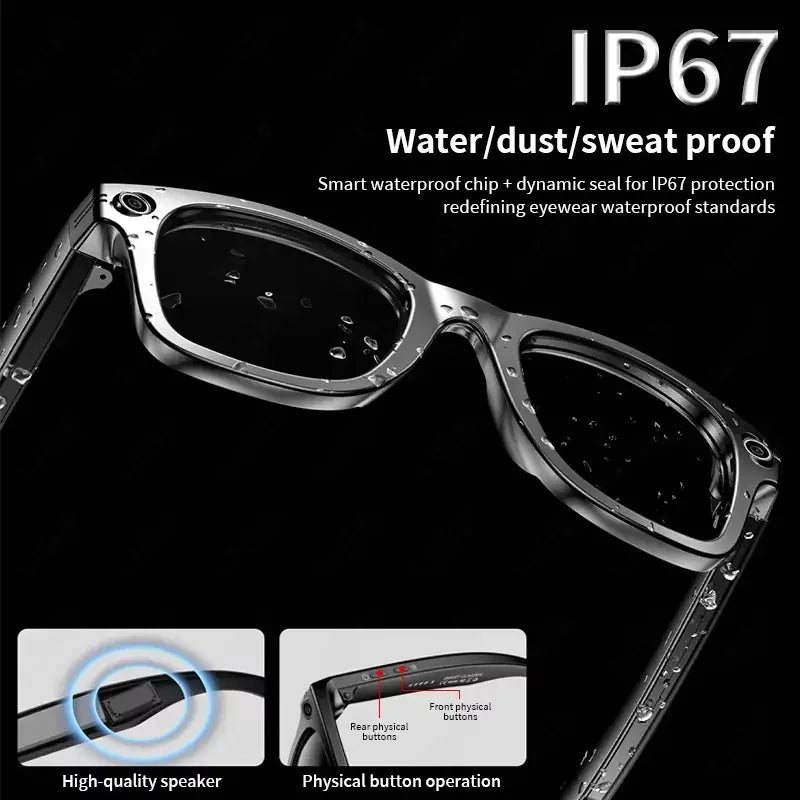 Gafas inteligentes con IA 2026 con cámara de 8 MP, grabación de video, traducción a más de 100 idiomas, Bluetooth, llamadas y reproducción de música. Para hombres y mujeres.