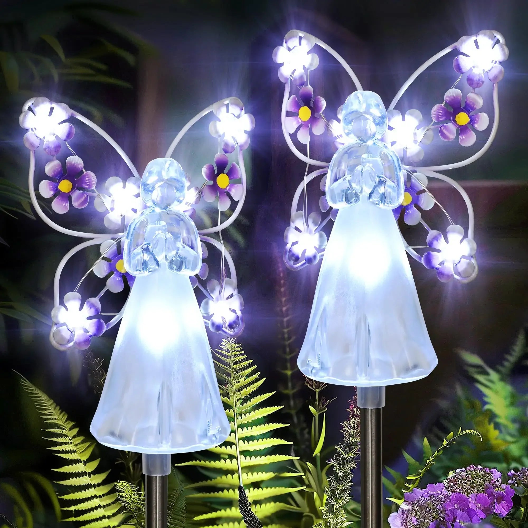 Luz solar de jardín con forma de ángel, luz solar decorativa para exteriores, impermeable, para caminos, tumbas, cementerios, regalo de condolencia