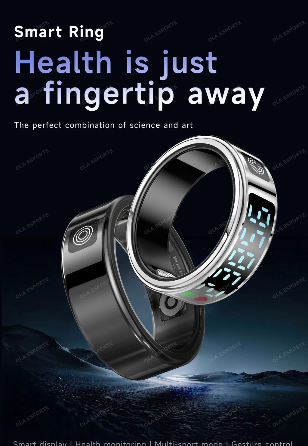 Anillo inteligente con pantalla táctil, gestor de salud, control por gestos y vídeo, resistente al agua hasta 5 ATM. Para hombres y mujeres. Nuevo anillo inteligente 2025.