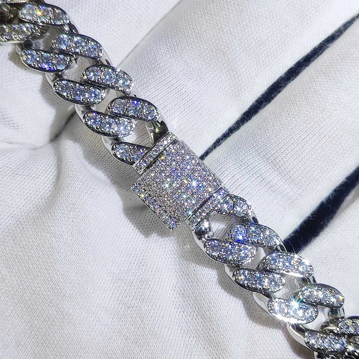 Pulsera cubana de eslabones con circonitas cúbicas de lujo, dos filas de circonitas y cobre, estilo Miami Cuban Bracelet, con incrustaciones de circonitas, estilo hip hop, para hombres y mujeres.