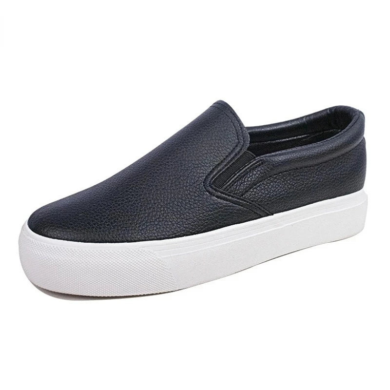 Mocasines de piel Comemore para mujer, tendencia primaveral, zapatos planos casuales, zapatos sin cordones de plataforma vulcanizados, zapatillas deportivas para mujer.