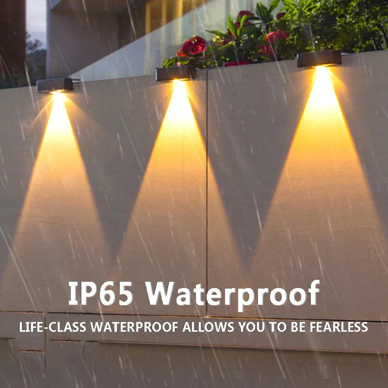 Luces solares LED para jardín, potentes y brillantes, para exteriores, con luz solar directa, IP65, lámpara de pared impermeable para patio, jardín, balcón y valla.
