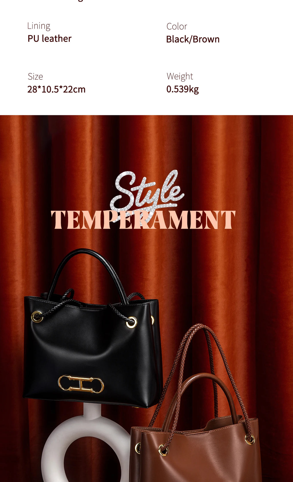 Bolso de mano para mujer, nuevo modelo otoño 2025, bolso tote minimalista negro, bolso de doble uso para ir al trabajo.