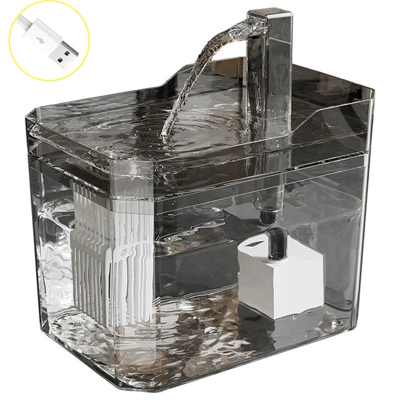 Fuente de agua automática para mascotas de 1,5 L con filtro, bebedero silencioso para gatos, dispensador de agua móvil para mascotas, suministros para la alimentación de perros y gatos.