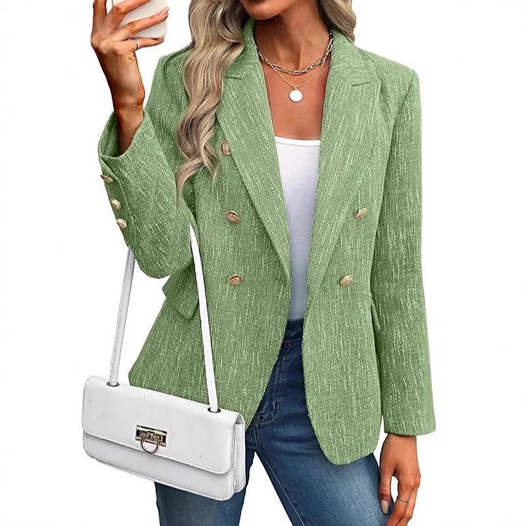 Traje de mujer de nueva tendencia de moda 2026, básico, ajustado, versátil, de color liso, sencillo, para la oficina o para ir al trabajo.