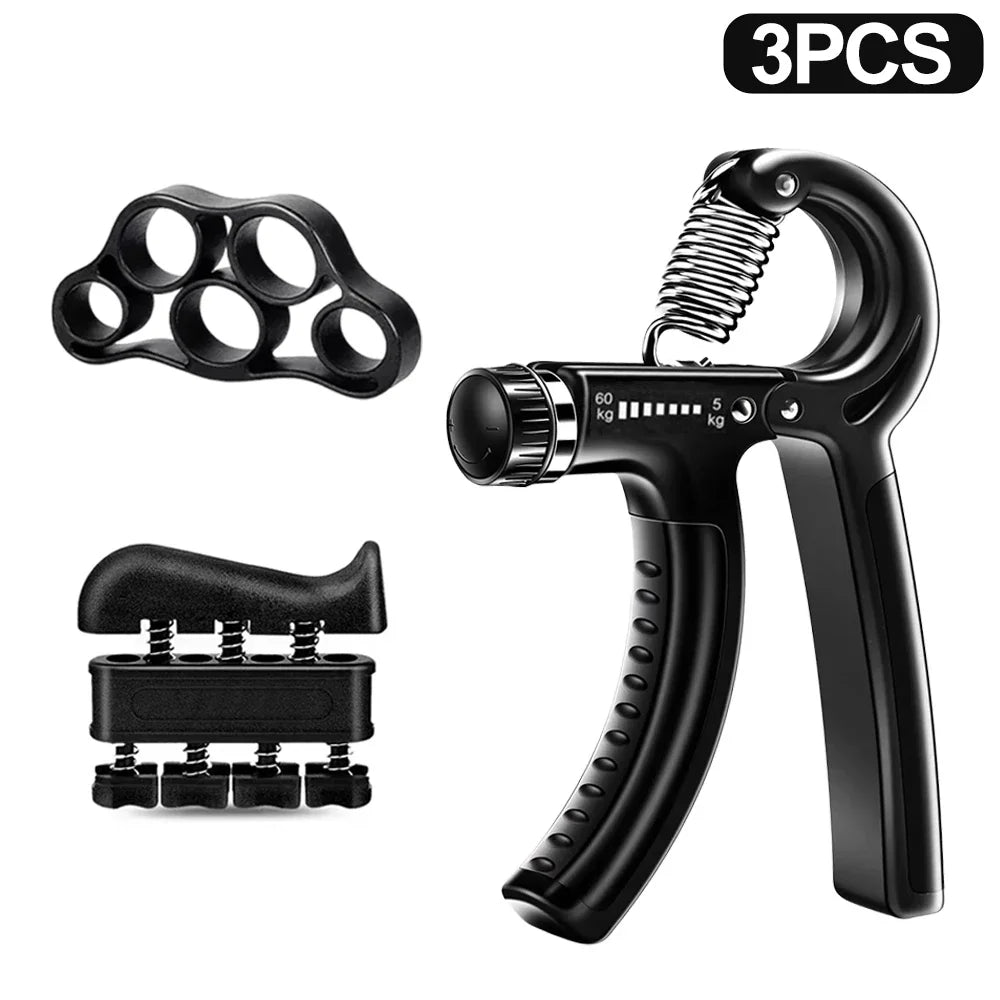 Entrenador de fortalecimiento de fuerza de agarre manual ajustable de 5 a 60 kg, juego completo con contador, ejercitador de muñeca, antebrazo y mano para fortalecer los músculos.