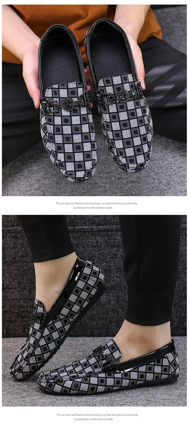 Mocasines nuevos para hombre, zapatos casuales transpirables, cómodos, de cuero a cuadros, zapatos casuales para hombre, sin cordones, concisos, de calidad, zapatillas deportivas para hombre.