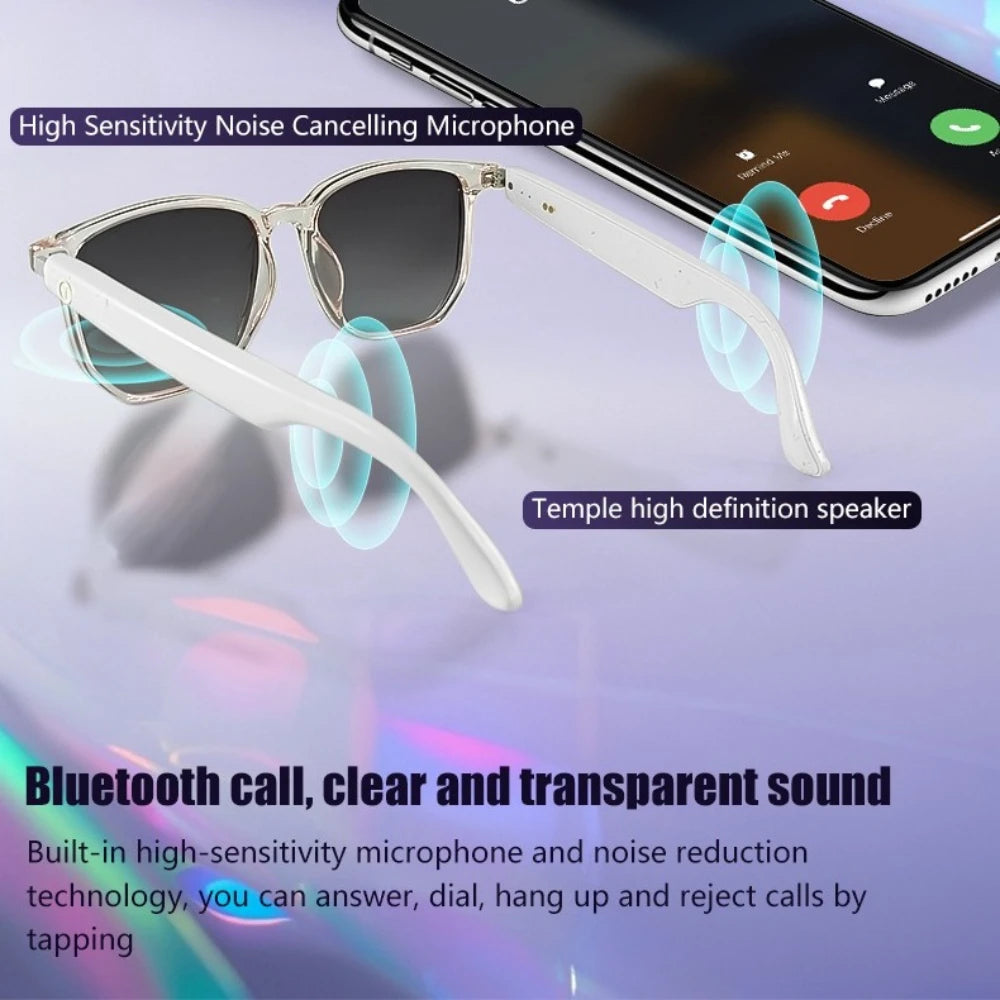 Gafas inteligentes GS03 mejoradas con cámara, grabación de vídeo, reconocimiento fotográfico por IA, traducción de llamadas por Bluetooth y asistente de voz.