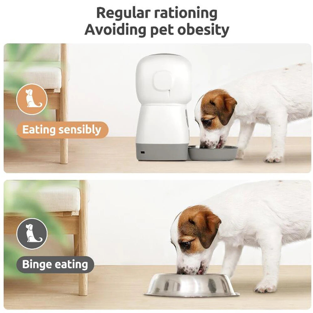 Comedero automático para mascotas de 3,5 L para gatos, WiFi, Smart Swirl, comedero lento para perros con grabadora de voz, dispensador de comida para gatos de gran capacidad con temporizador.