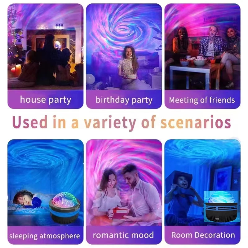 Proyector de galaxias LED, proyector de cielo estrellado colorido, luz nocturna para dormitorio, decoración para habitación infantil, decoración para fiestas navideñas