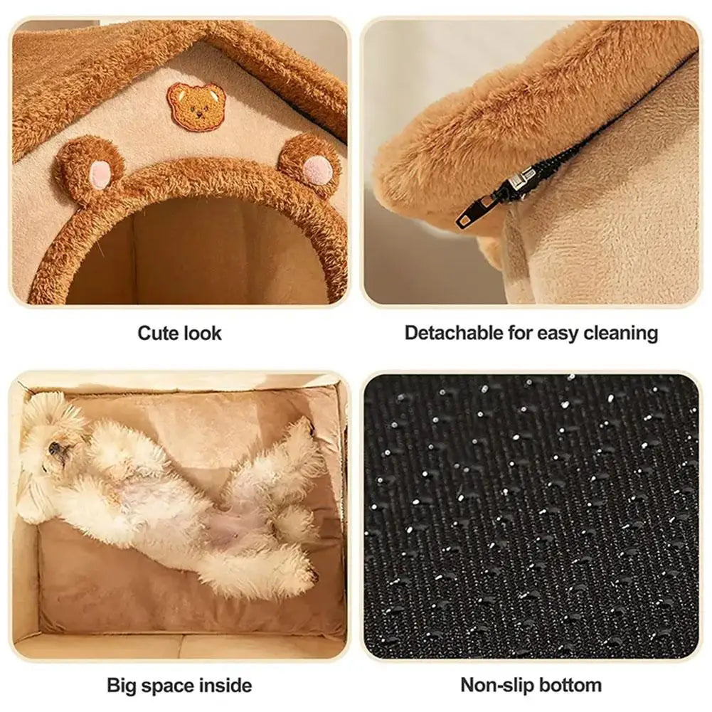 Casa para mascotas Cama para gatos Cueva para perros Caseta Saco de dormir cálido Tienda acogedora Cojín suave para cachorros Esterilla Suministros de invierno para interiores