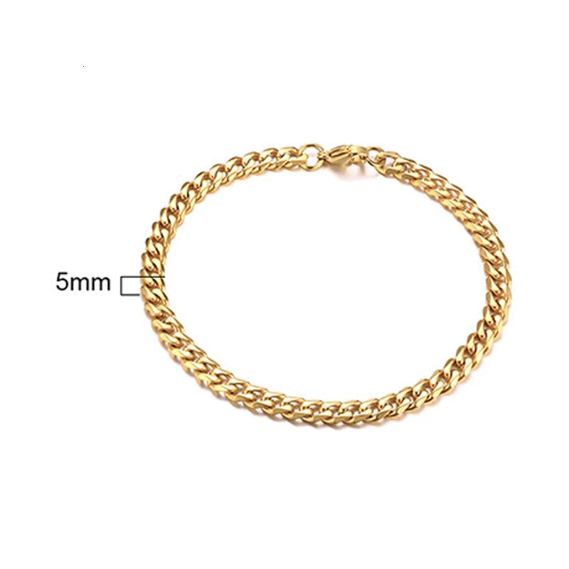 Pulsera de cadena cubana para hombres, mujeres y parejas, pulseras de acero inoxidable de 3 a 11 mm para novio, esposo o amante.