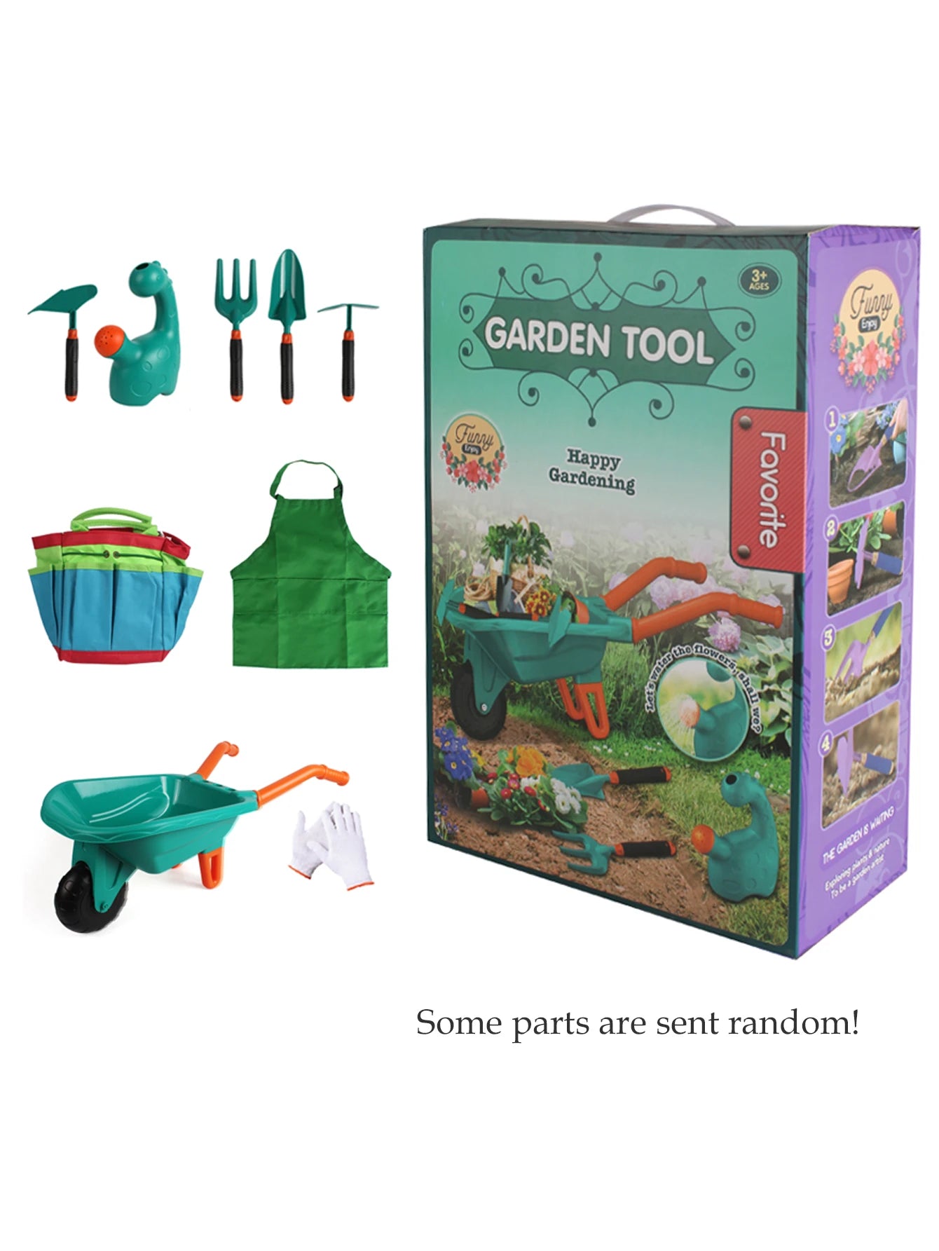 Juego de herramientas de jardinería de juguete para niños, delantal, guantes, herramientas para plantas y flores, regalos para niños y niñas.