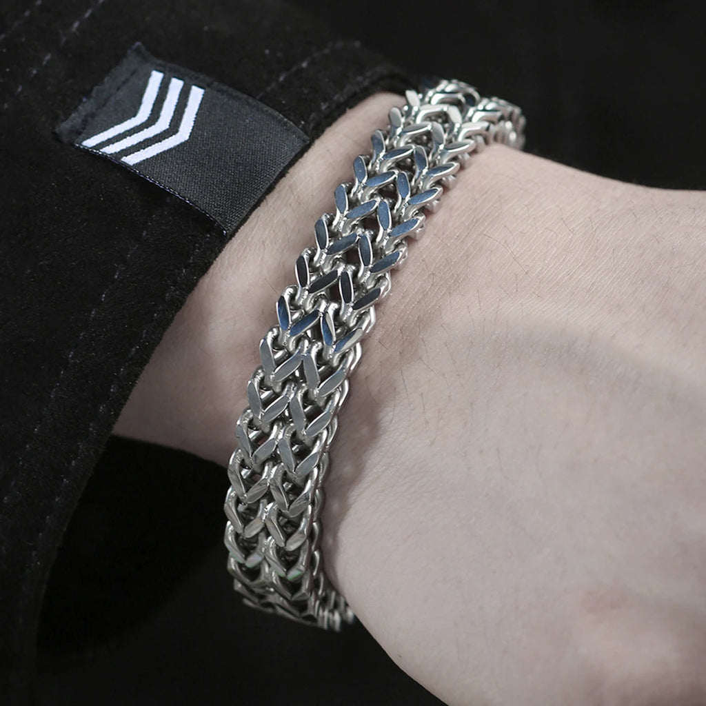 Pulsera cubana de moda para hombre, pulsera de acero inoxidable para mujer, pulsera unisex para pareja, cadena de muñeca, joyería