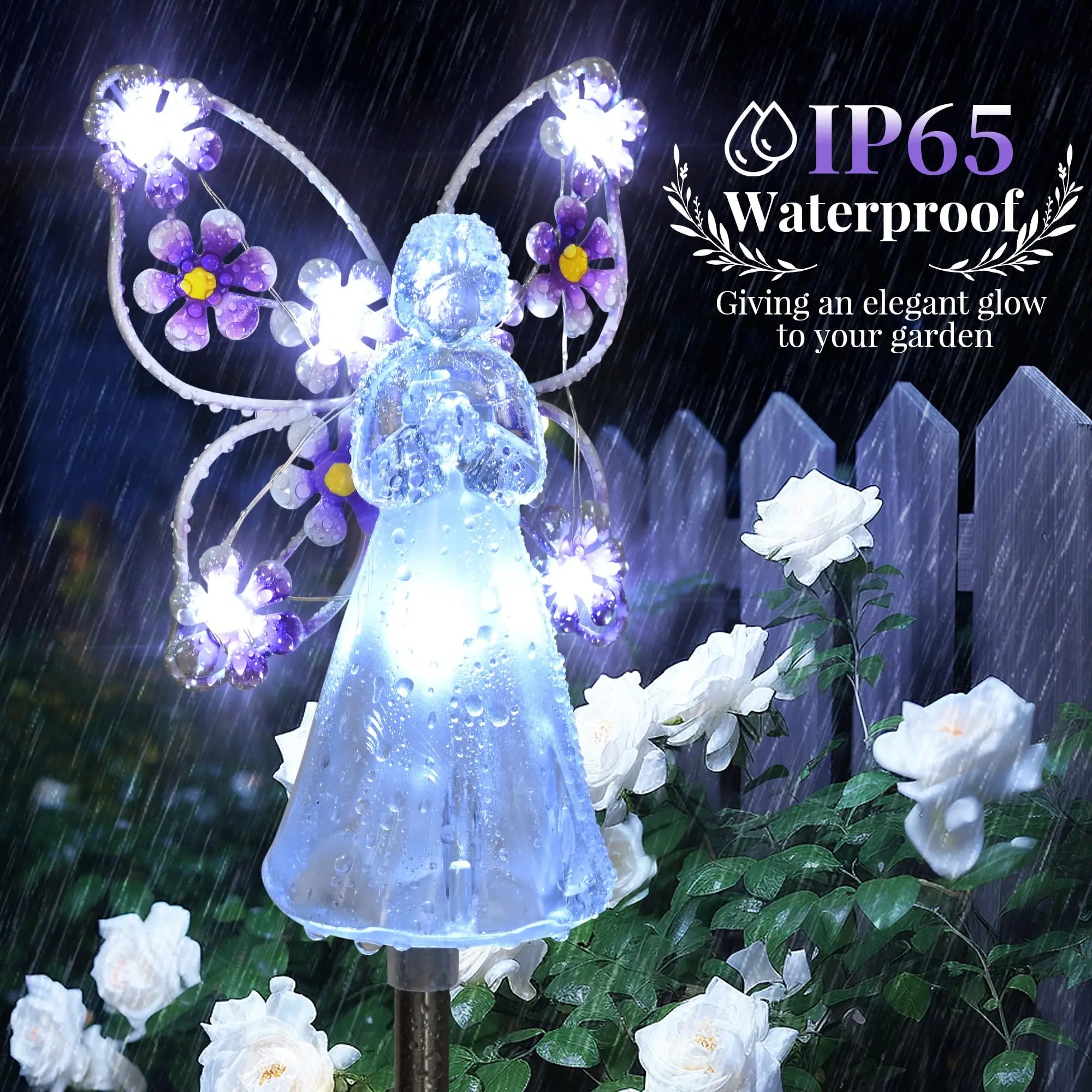 Luz solar de jardín con forma de ángel, luz solar decorativa para exteriores, impermeable, para caminos, tumbas, cementerios, regalo de condolencia