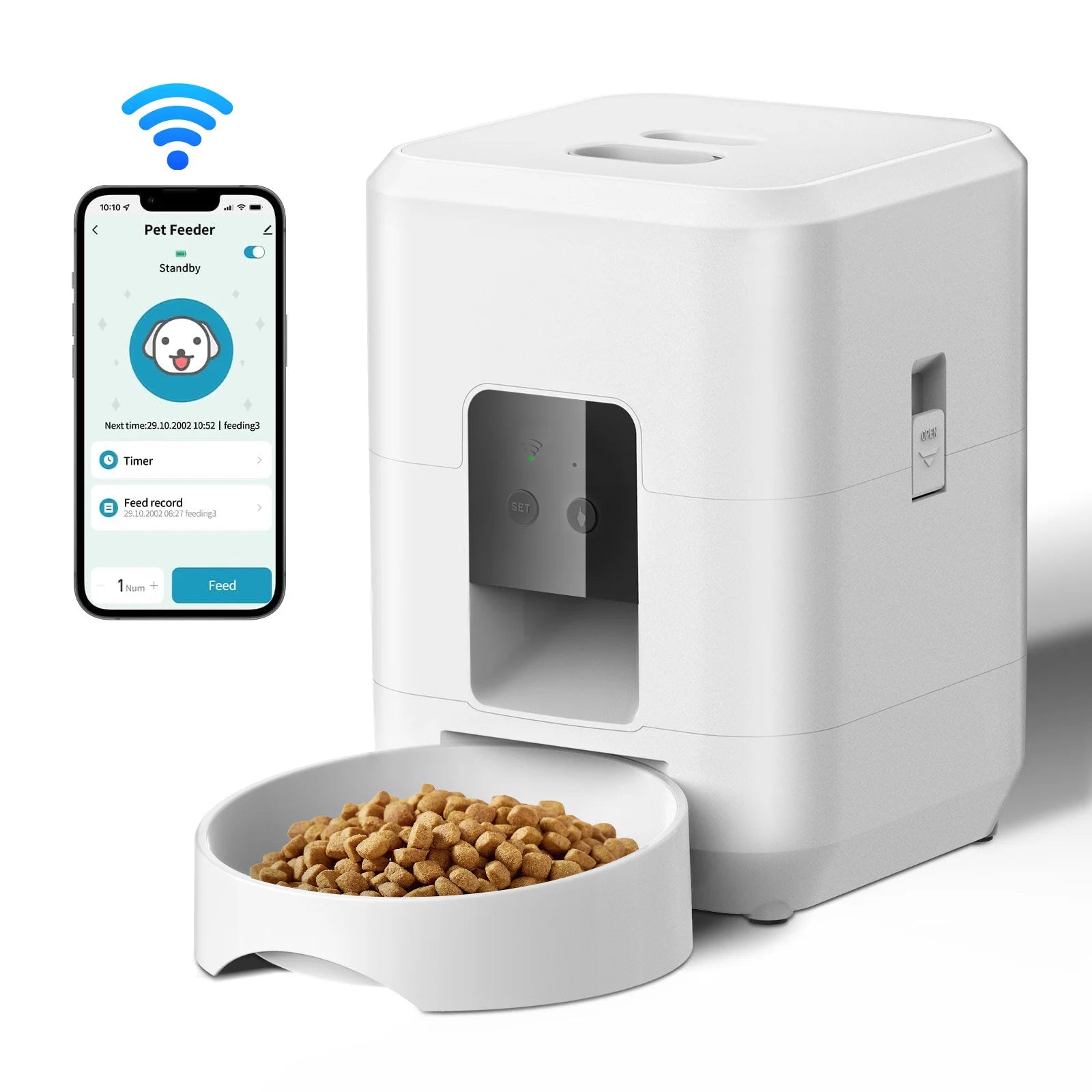 Comedero automático para mascotas de 2 litros, dispensador inteligente de comida para gatos y perros con Wi-Fi, controlable por aplicación, alimentación lenta y cuantitativa para mascotas. Accesorios para gatos.
