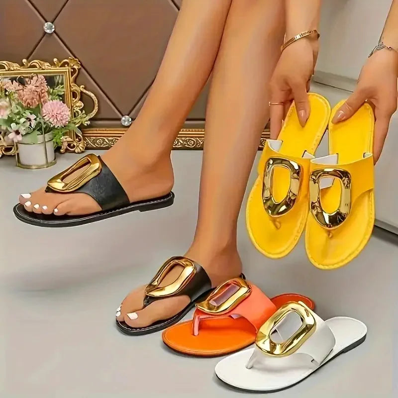 Pantuflas de moda para mujer, chanclas antideslizantes, sandalias de playa de verano, sandalias planas de lujo, zapatos casuales de diseñador, sandalias para mujer