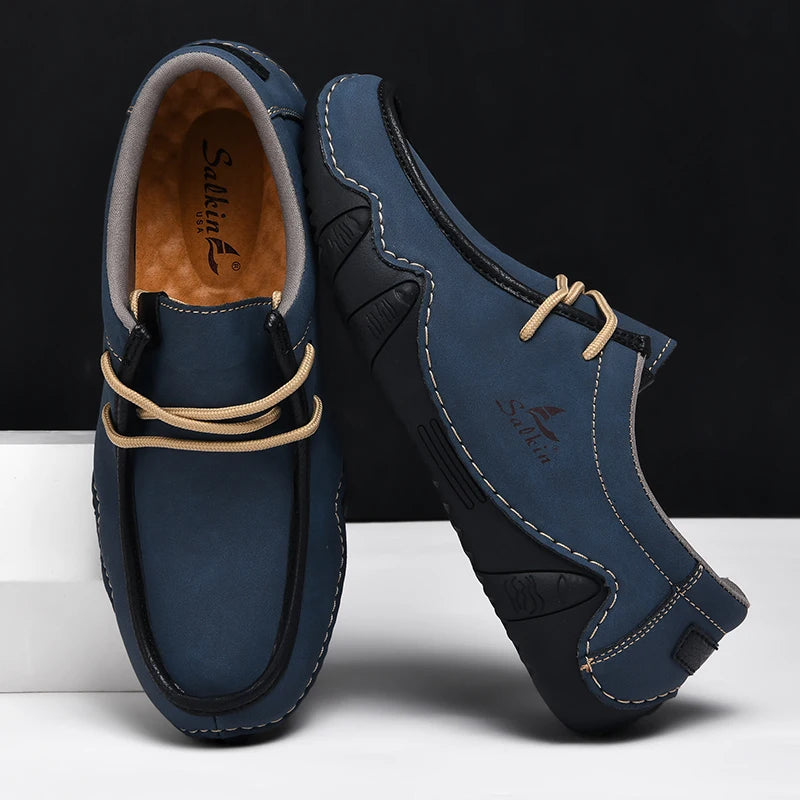 Zapatillas de moda para mujer, hechas a mano, de cuero, estilo casual, con plataforma, mocasines, transpirables, para conducir, tallas grandes.