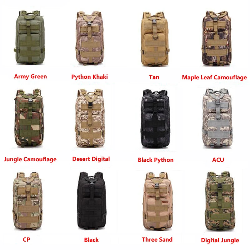 Mochila táctica 3P de 20-25 litros, nailon 1000D, para actividades al aire libre, senderismo, camping, viajes, pesca, caza, con sistema Molle. Mochilas deportivas.