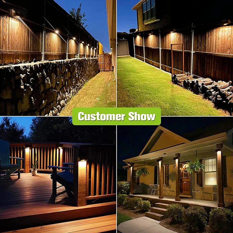 Luces solares LED para jardín, potentes y brillantes, para exteriores, con luz solar directa, IP65, lámpara de pared impermeable para patio, jardín, balcón y valla.