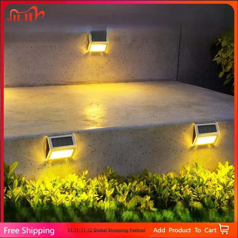 Lámpara solar de jardín para exteriores, decoración de jardín, luz para escaleras, luz para patio, luz de pared para paisaje