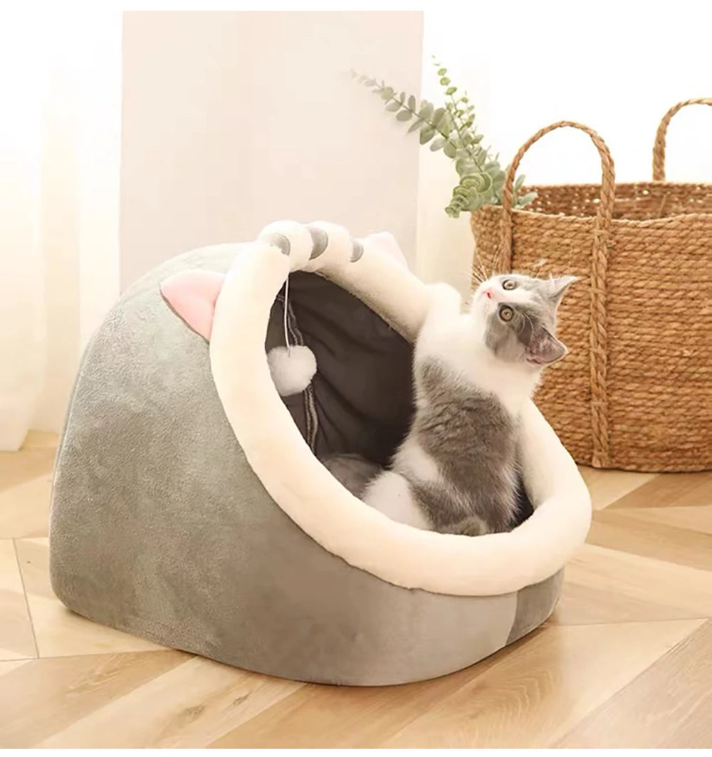 Cama para gatos Deep Sleep con diseño de dibujos animados, cama plegable, extraíble y lavable para mascotas, ideal para perros pequeños. Cama tipo cueva para gatos.