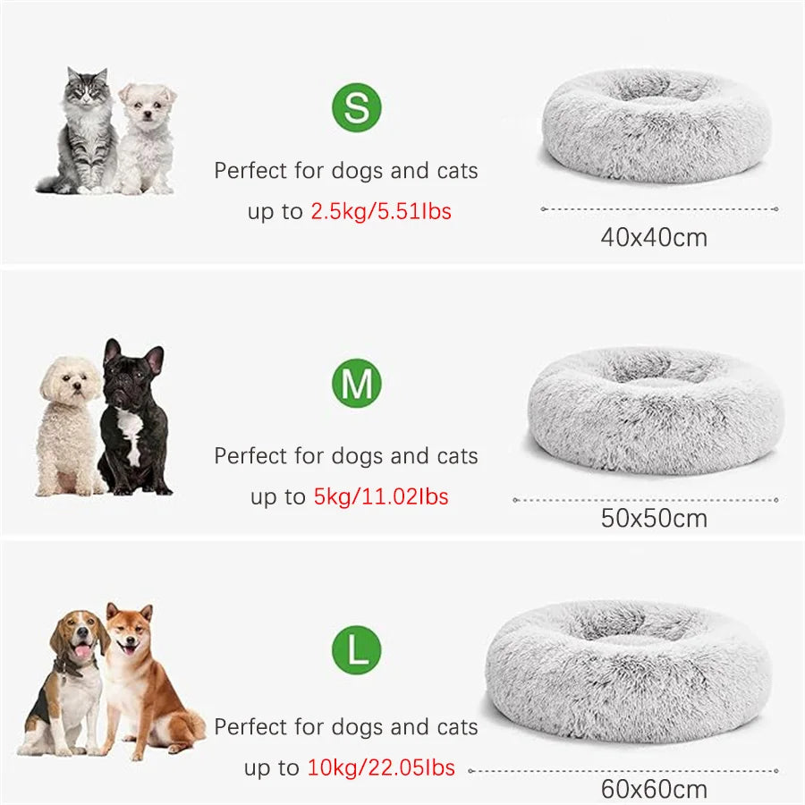 Cama suave para mascotas, almohadilla de felpa cálida de piel sintética para perros, cama relajante tipo donut redonda, cómoda para dormir, lavable, para perros y gatos pequeños y medianos.