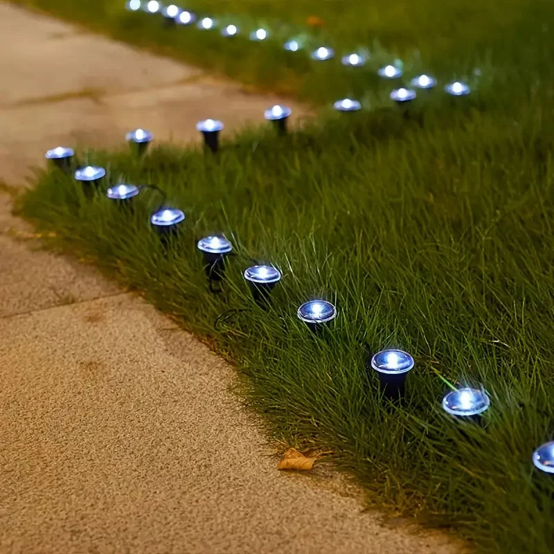 Luces solares de jardín, guirnaldas de luces impermeables para césped, caminos, camping, fiestas de cumpleaños, días festivos y decoración.