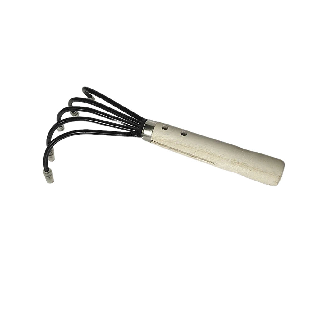 Rastrillo de mano para jardín con mango de madera, azada de doble propósito, azada y cultivador para cavar, desherbar, jardinería y cultivo.