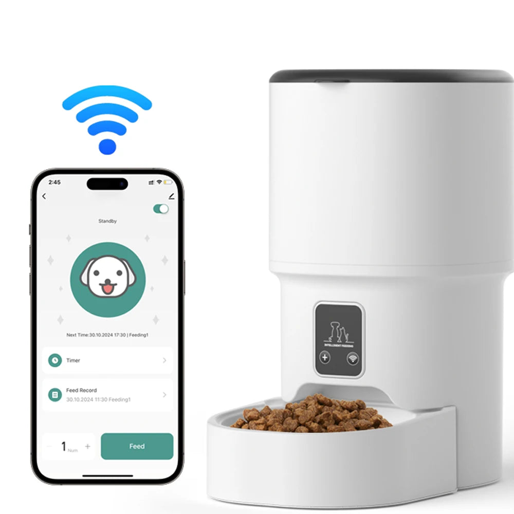 Comedero automático para gatos, dispensador de comida para gatos inteligente con WiFi, control remoto.