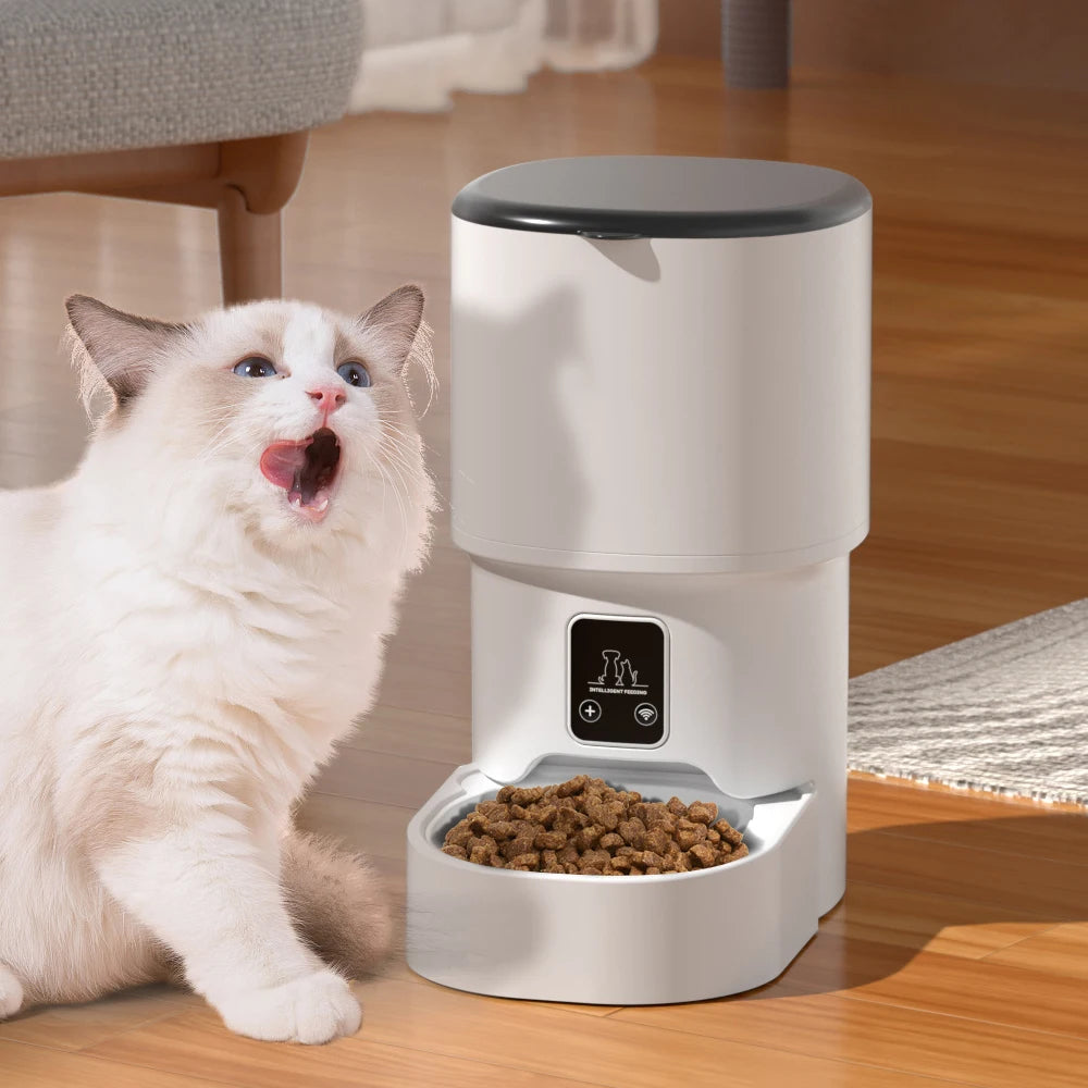 Comedero automático para gatos, dispensador de comida para gatos inteligente con WiFi, control remoto.