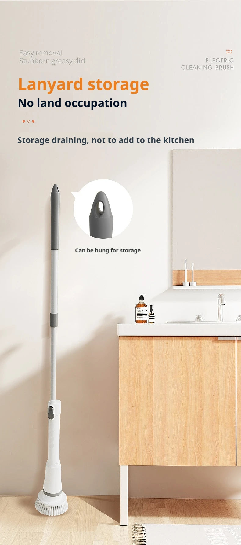 Cepillo de limpieza eléctrico giratorio 6 en 1 para cocina, baño y hogar. Herramienta multifuncional para la limpieza del hogar.
