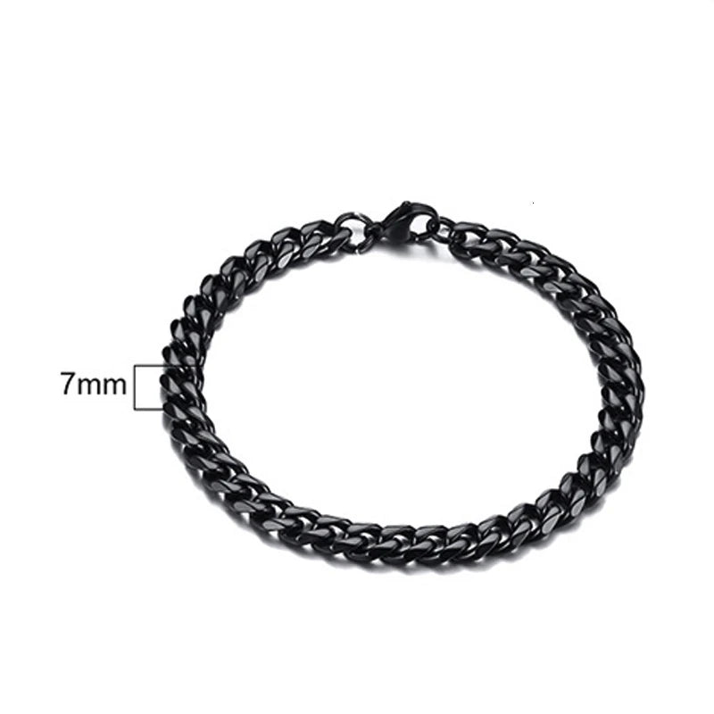 Pulsera de cadena cubana para hombres, mujeres y parejas, pulseras de acero inoxidable de 3 a 11 mm para novio, esposo o amante.