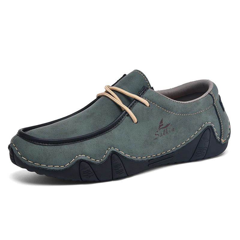 Zapatillas de moda para mujer, hechas a mano, de cuero, estilo casual, con plataforma, mocasines, transpirables, para conducir, tallas grandes.