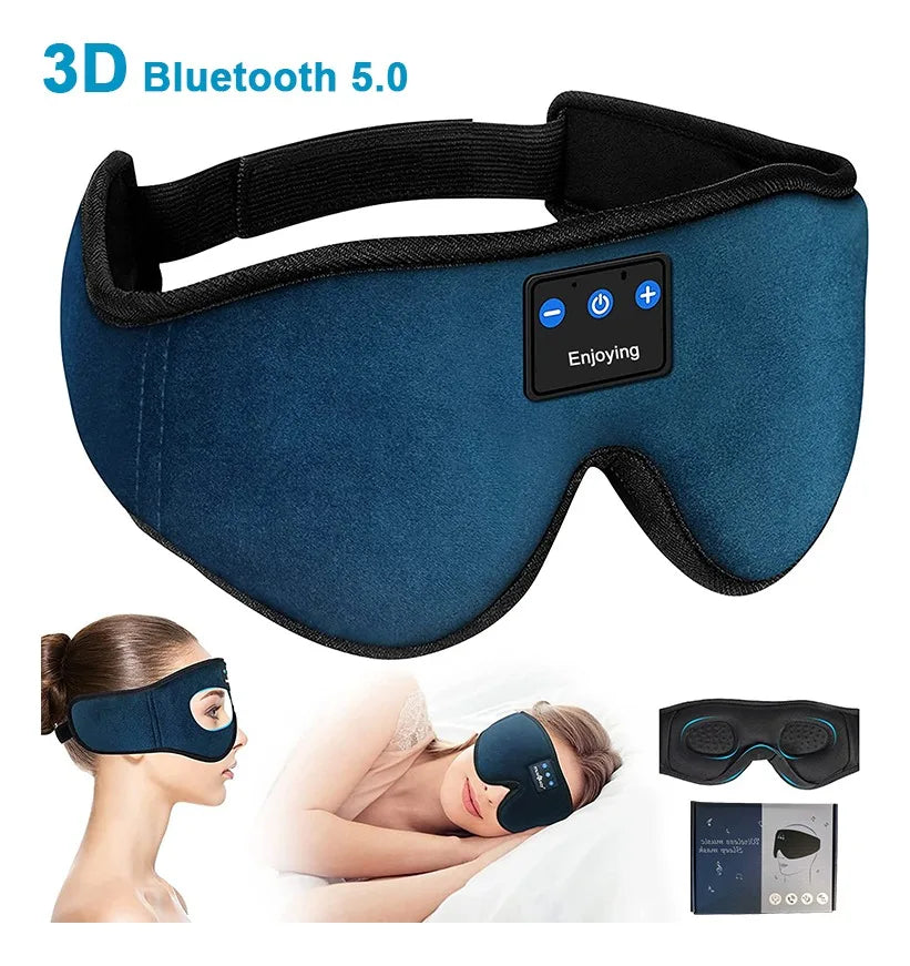 Auriculares para dormir 3D Bluetooth 5.0 con diadema, inalámbricos, transpirables, con antifaz musical, ideales para quienes duermen de lado y para viajes en avión.