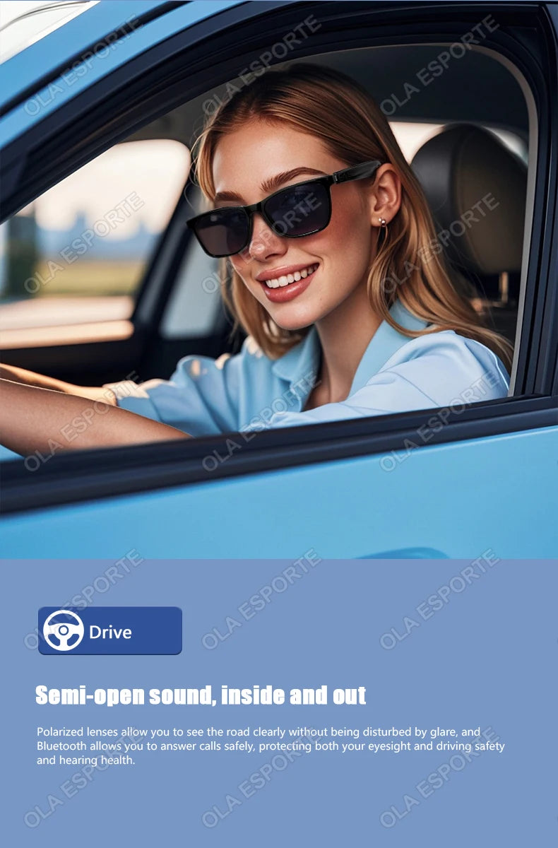 Gafas inteligentes Hot GS05 para hombre 2 en 1 con protección UV, portátiles, polarizadas, con filtro de luz azul, montura negra y lentes blancas. Gafas de sol con función de música.