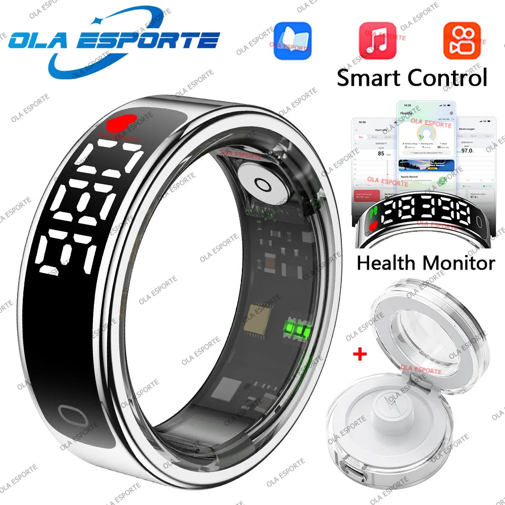 Anillo inteligente 2026 con pantalla táctil, carga inalámbrica, control inteligente, gestor de salud y resistencia al agua de 5 ATM para hombres y mujeres. Nuevos anillos.