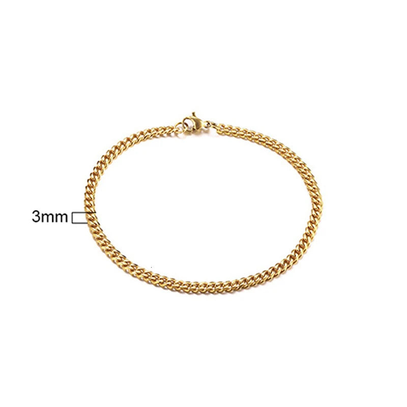 Pulsera de cadena cubana para hombres, mujeres y parejas, pulseras de acero inoxidable de 3 a 11 mm para novio, esposo o amante.