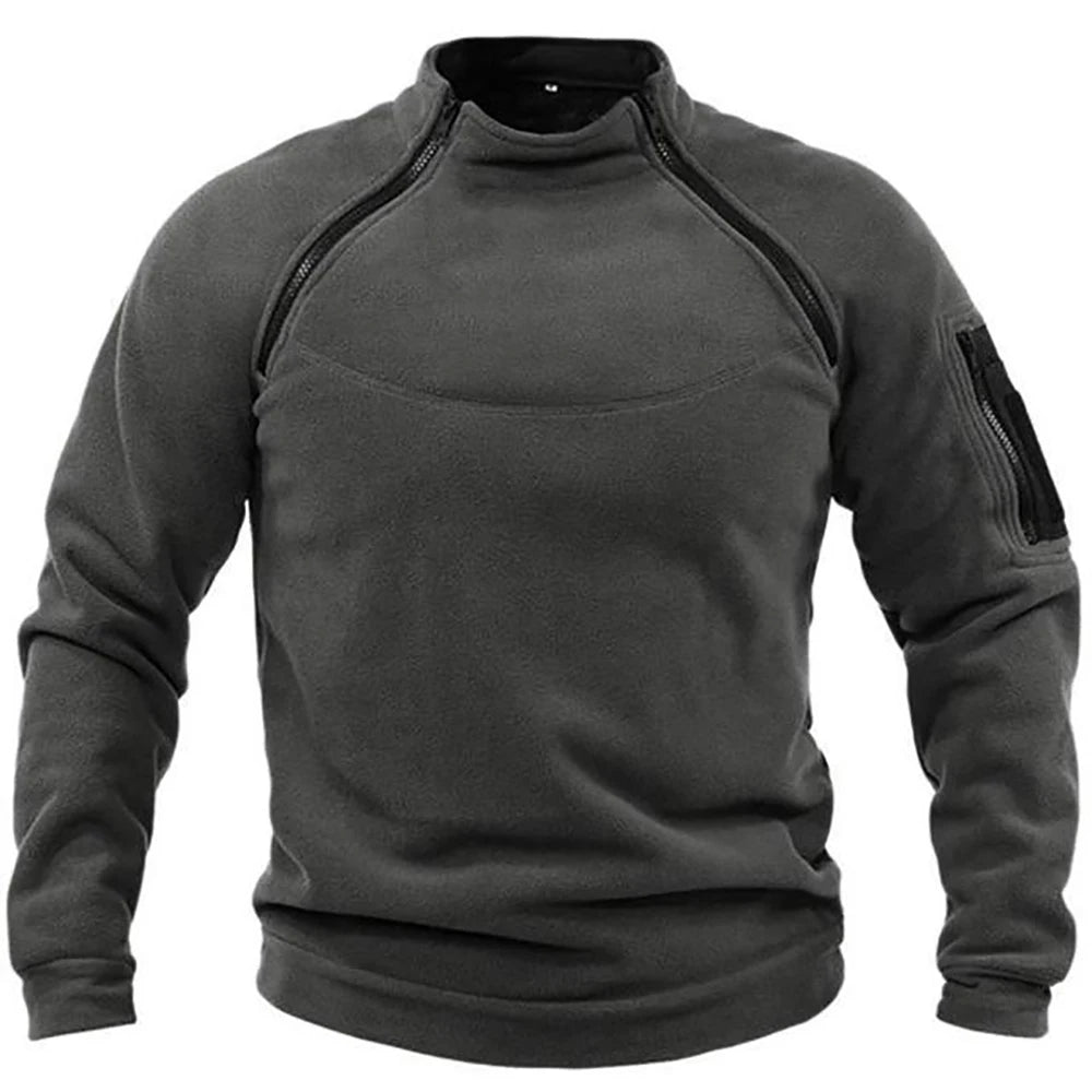 Sudadera táctica con capucha para hombre, estilo militar, para actividades al aire libre, manga larga, con cremallera, forro polar, resistente al viento, térmica, para senderismo, camping y uso militar.