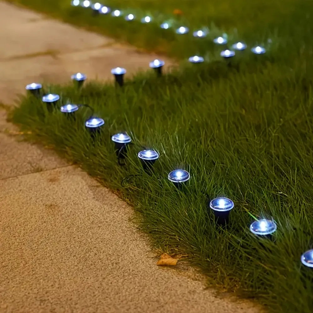 Luces solares de jardín, guirnaldas de luces impermeables para césped, caminos, camping, fiestas de cumpleaños, días festivos y decoración.