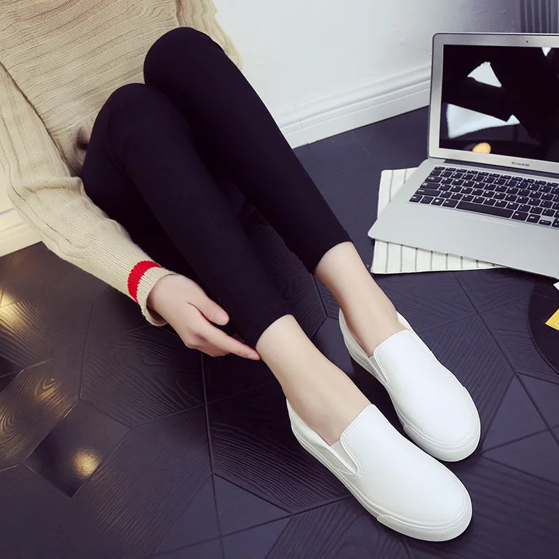 Mocasines de piel Comemore para mujer, tendencia primaveral, zapatos planos casuales, zapatos sin cordones de plataforma vulcanizados, zapatillas deportivas para mujer.