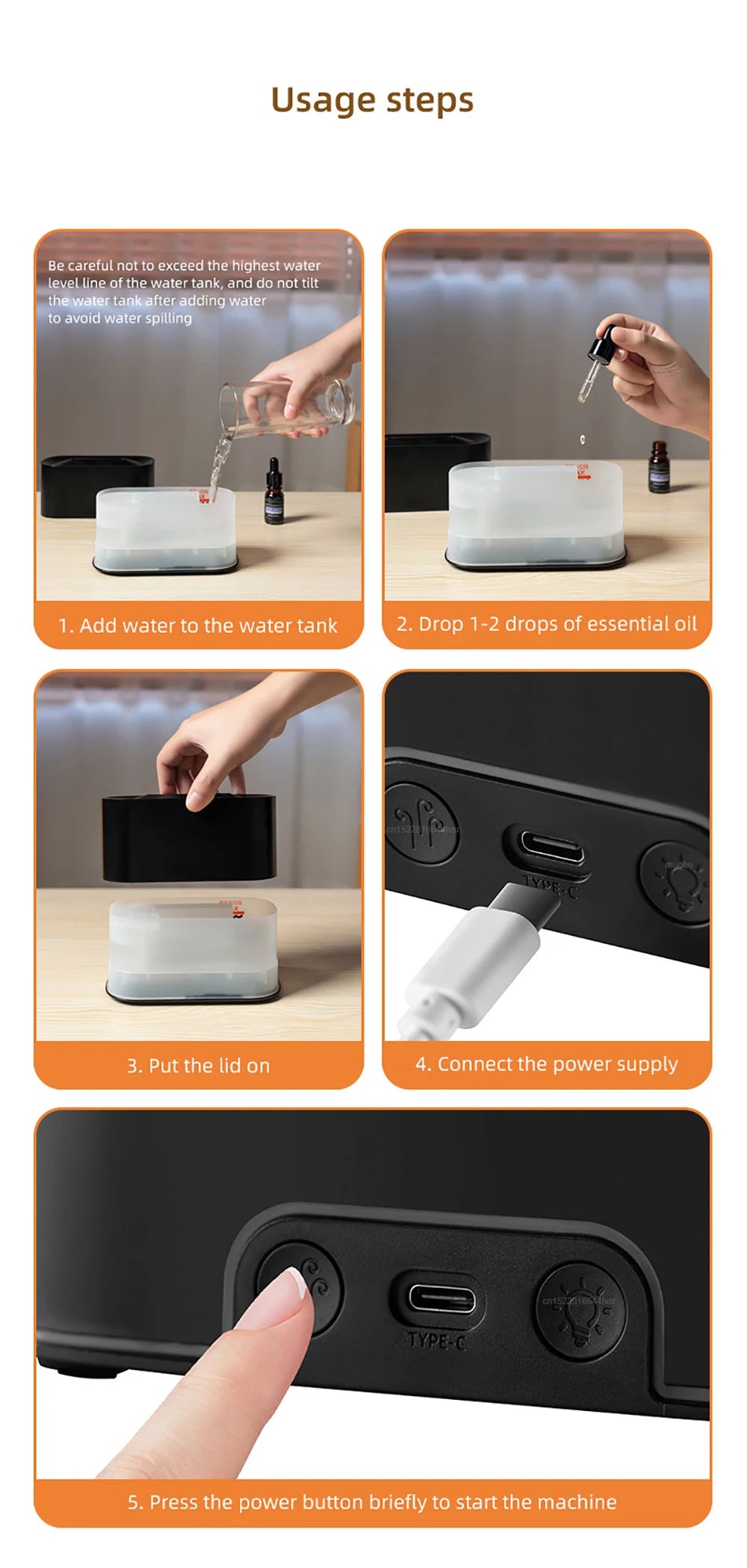 Humidificador de aire con difusor de aceites esenciales