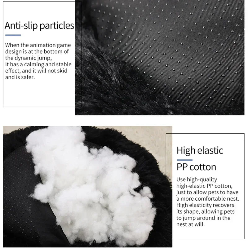 Cama para gatos de pelo largo ultrasuave, de felpa lavable, cama relajante tipo donut, cómoda y funcional.