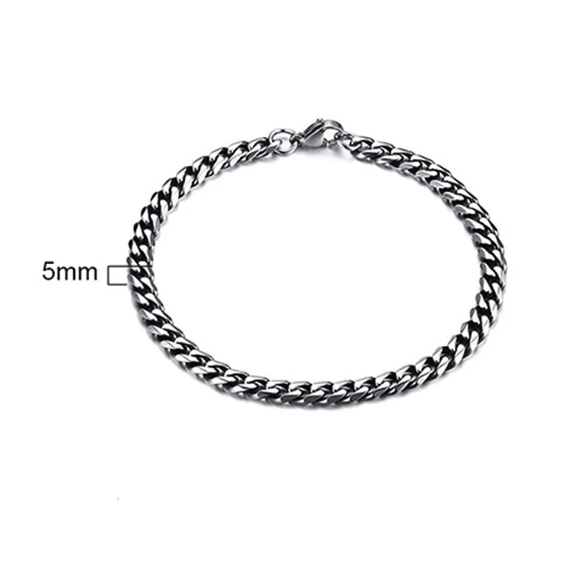 Pulsera de cadena cubana para hombres, mujeres y parejas, pulseras de acero inoxidable de 3 a 11 mm para novio, esposo o amante.