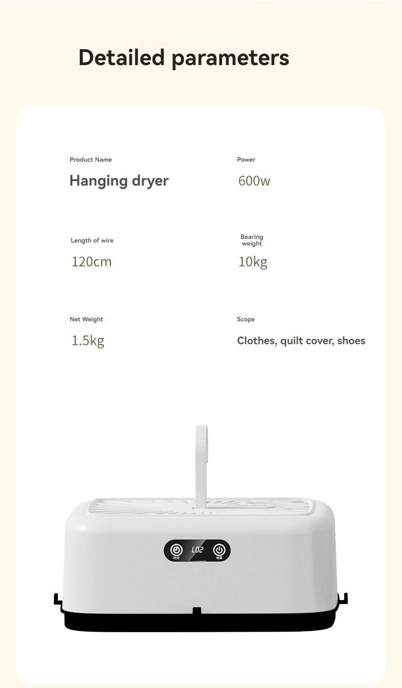 Mini secadora multifuncional eléctrica, secadora de ropa portátil, compacta y plegable con bolsa para secadora y ajuste de tiempo.