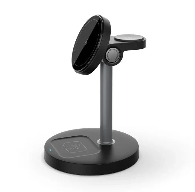 Estación de carga inalámbrica magnética 3 en 1 de 15 W para MagSafe iPhone 17 16 15 14 13 iWatch 10/9/8/7/6 AirPods Pro Cargador rápido de viaje