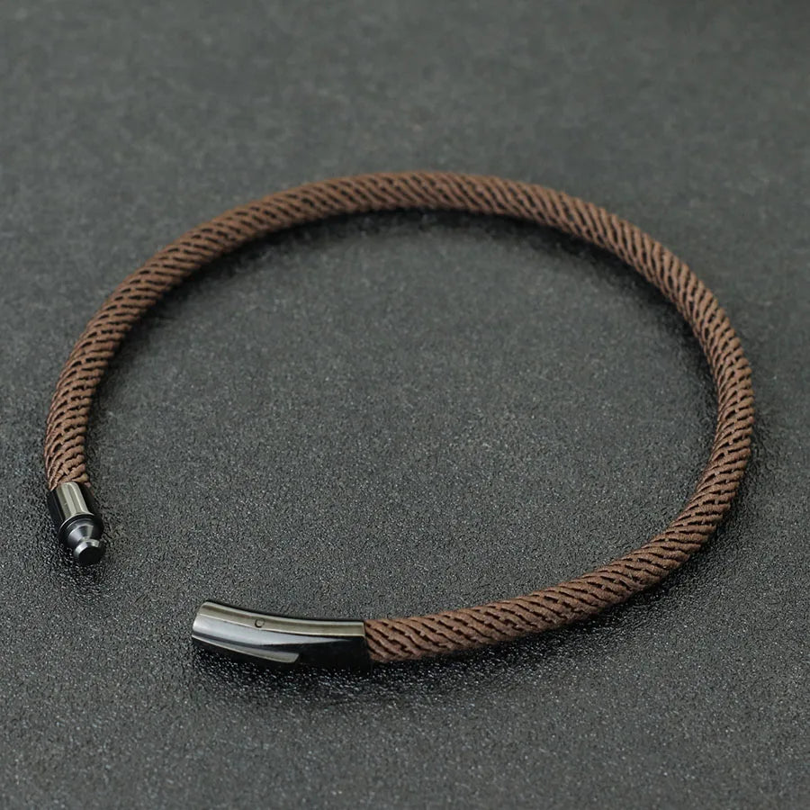 Pulsera minimalista elegante de cuerda para hombre, grado A, rosca de 4 mm