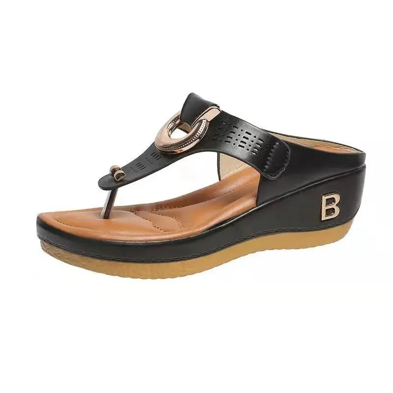 Sandalias de verano para mujer 2024, sandalias de cuña con plataforma de talla grande, chanclas antideslizantes con punta abierta, zapatos de playa cómodos para mujer