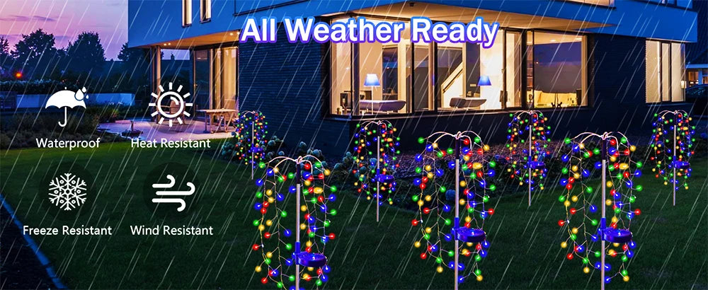 Luces solares para jardín, impermeables, con forma de petardos, ideales para patio, camino, césped, fiestas y decoración de camping.